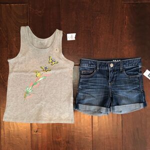 Butterfly tank and Jean shorts